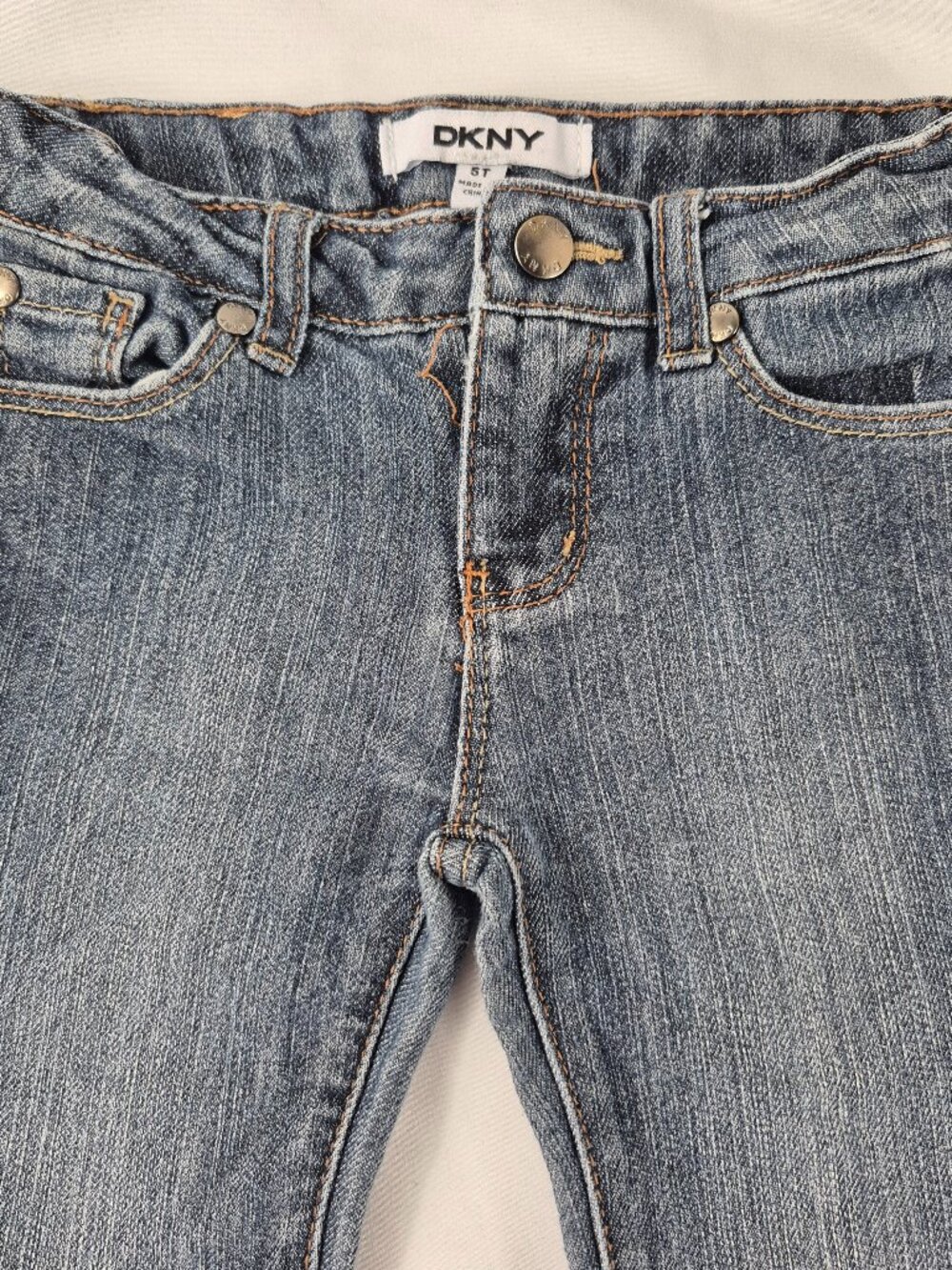 DKNY Girls Toddler Distressed Blue Jeans Adjustable Waist 5T